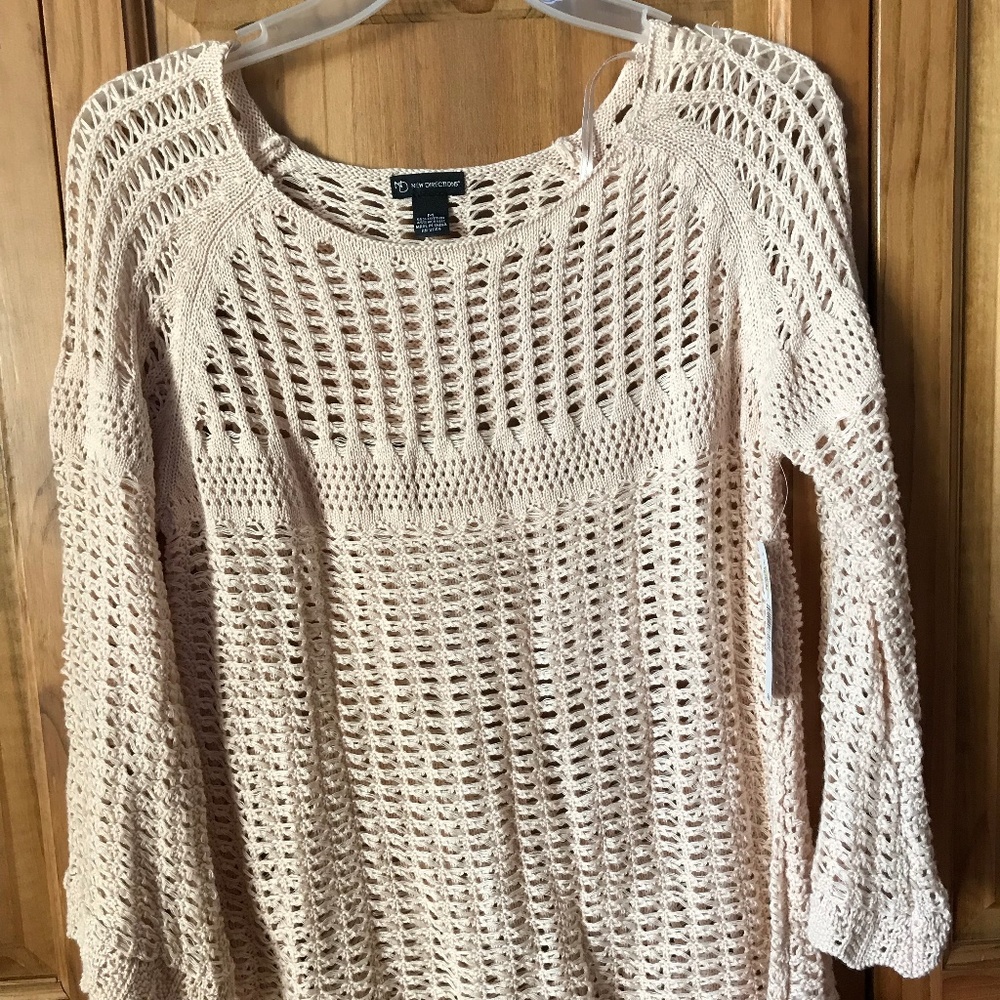 NWT Crochet Blouse with Scalloped Details